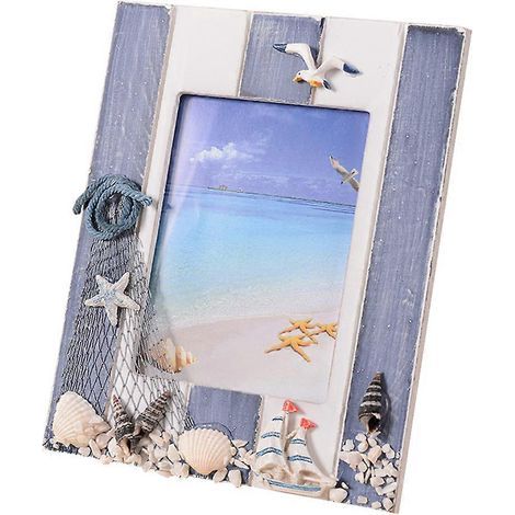 Einfacher Holzbilderrahmen im mediterranen Stil, kreativer Fotohalter für Wohnzimmer, Arbeitszimmer oder Büro – 20 x 16 cm – verschiedene Farben (1/3)