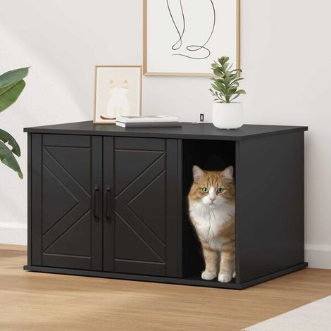 Niche pour chat noir, 85 x 55 x 50 cm, bois composite