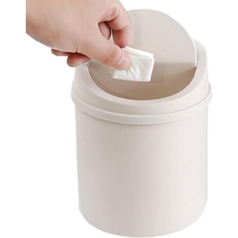Mini-Mülleimer mit Deckel – 1 Stück – Robustes PP-Kunststoff – Kompaktes und geräuscharmes Design – Für Büro, Küche und Bad – 16,5 x 13 x 13 cm (1/5)