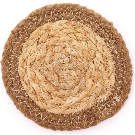 Dessous de Verre Naturel - Jute & Coton 10cm (lot de 4) - Bordure Naturelle- Vendu par 1 (1/3)