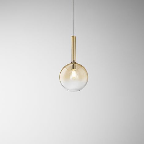 Sospensione Contemporanea Lollipop Vetro Ambra 1 Luce E27 Ip20 D25