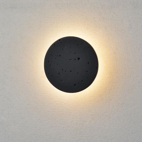 Lampe Murale Led Intérieure,Lampe Murale en Béton Noir,Lampe Minimaliste Ronde pour Chambre,8w Blanc Chaud,Lampe Murale pour Couloir,Lit, Salon,Escalier,Salle de Bain,3000k (1/5)