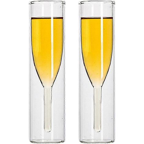 Verres à bière double couche compatibles, lot de 2 gobelets en verre transparent (1/5)
