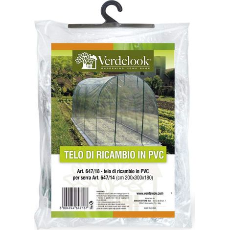 Tissu de remplacement en PVC transparent pour serre tunnel code 647/14, résistant, protection des plantes, ouverture frontale avec charnière 200x300x180 cm (1/5)