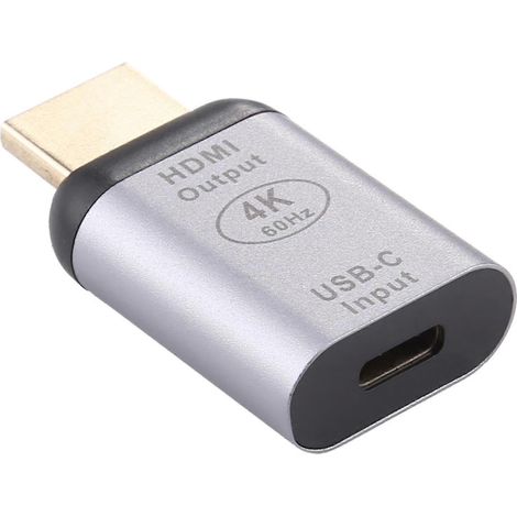Adaptateur Type-C vers HDMI, convertisseur USB-C femelle vers mâle en alliage d'aluminium (1/4)