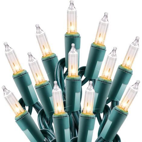 PA Guirlande lumineuse intérieure 100 ampoules 7,6 m – Fil vert – Lumière blanche chaude – Espacement 3 pouces – Connectable jusqu'à 5 guirlandes (1/5)