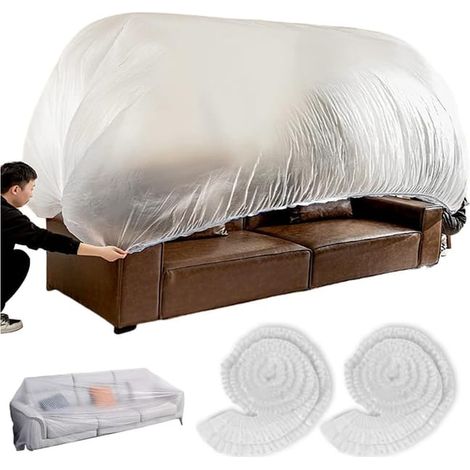 Protectores desechables para muebles, bolsas de almacenamiento transparentes, aptas para camas, sofás y más, paquete de 3 unidades. (1/5)