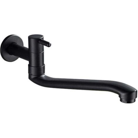 PA Robinet d'Eau Froide Fixé au Mur 31cm Noir pour Jardin Piscine Machine à Laver (1/4)