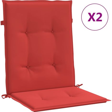 Coussins de chaise de jardin à dossier bas lot de 2 rouge (1/5)