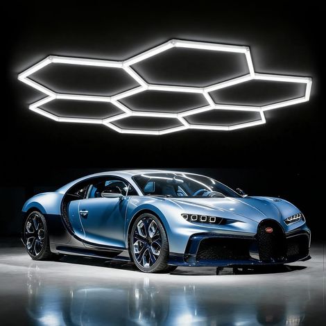 Plafonnier LED hexagonal pour garage-24pcs lot de tubes lumineux, éclairage de plafond LED super lumineux 192W 6500K pour garage, entrepôt, atelier, salle de sport, sous-sol, salle de lavage (5-Hex) (1/5)