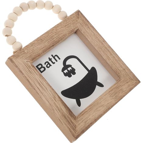 Plaque en Bois Décorative pour Salle de Bain Design Unique et Style Rustique, Décoration Murale Fonctionnelle pour Porte de Toilette à Suspendre (1/5)