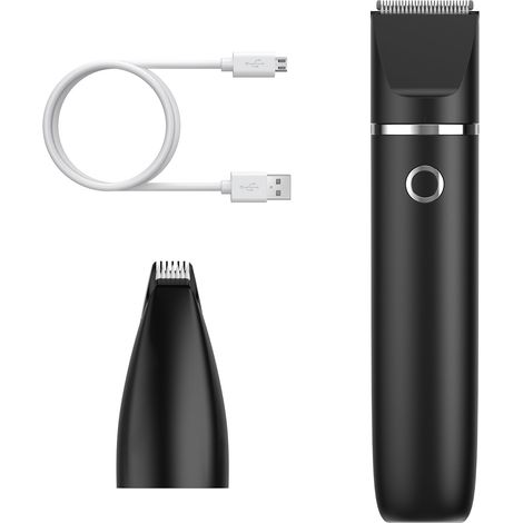 Tondeuses pour Chiens, Tondeuses Chiens Professionnelle con Rechargeable par USB, IPX7 Etanche, Tondeuse Silencieuse pour Poils d'Animaux avec 2 Têtes de Coupe pour Pattes, Oreilles - Noir