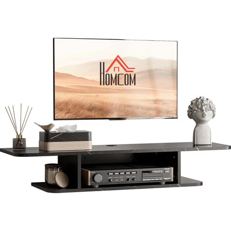 Floating TV Unit Stand for TVs up to 40", Wall Mounted Media Console with Storage Shelf, Entertainment Center, Black (1/5)