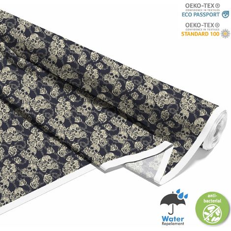 TESSUTI DECORATIVI PER ESTERNI OXFORD - Motivo teschi e rose con spine 2 I DX647 (1/5)