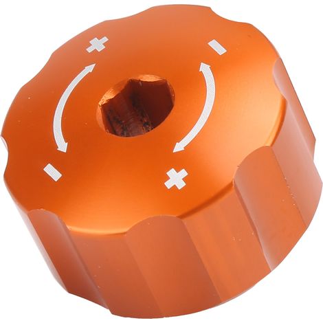 CNC-gefräster Einstellknopf aus Aluminium für den hinteren Stoßdämpfer, passend für 950/990 Adventure – Orange (1/5)