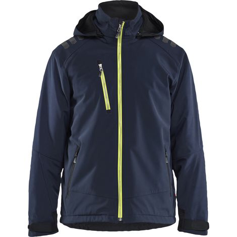 Veste de travail softshell hiver légère 4750 Bleu marine/Jaune fluo XL