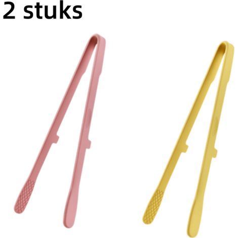 Lot de 2 pinces alimentaires - Pinces de cuisine extra-longues (anti-brûlure) - Pinces à steak/grill/pain - Silicone - 26,5 x 9,5 cm - Colorées (1/5)
