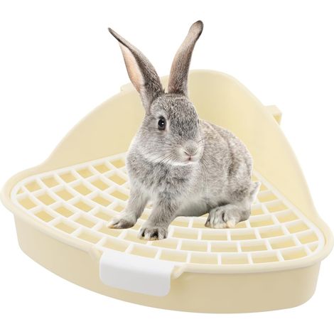 Litière d'angle pour lapin, petit bac pour cage, petit animal, triangulaire, convient aux cochons d'Inde, furets, hamsters, chinchillas, écureuils (blanc) (1/5)