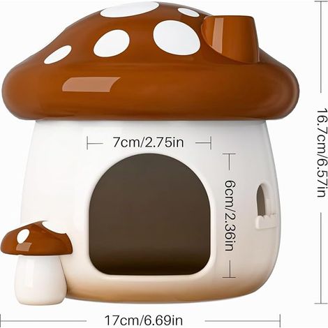 Hamster Hideout Ceramic Mushroom Hamster Home and Habitat Bed Hamsters Dwarfs Gerbils Golden Bear Brown Large (1/2)