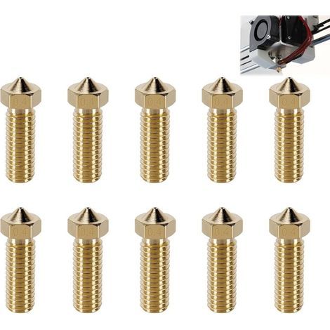 Confezione da 10 ugelli ad alta velocità da 0,4 mm per stampante 3D, ugelli in ottone e testina di stampa per estrusore. (1/4)