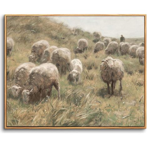 Vintage Leinwand Bilder mit Rahmen Holz 30x40 cm Wohnzimmer Schlafzimmer Büro (1/5)