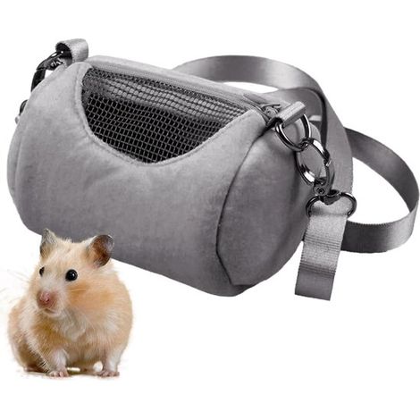 Hamster Tragetasche Kleintiere Reisen mit Haustier Atmungsaktives Netzfenster 12 cm lang Grau (1/5)