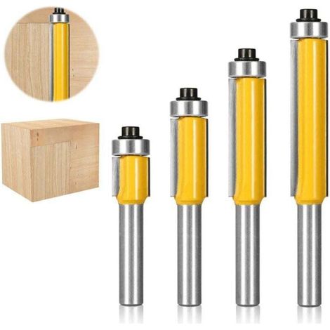 4 Stück 8-mm-Schaft-Kopierfräser, Fräser mit Kugellager, Holzbearbeitung, Fräsen, DIY-Holzbearbeitung, bündiges Schneiden (4) (1/4)
