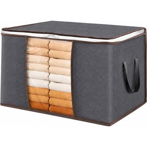 Ensemble de sacs de rangement pour armoire, boîte de rangement non tissée pour vêtements, couvertures et couettes, 6 x 60 L, gris, 1 x 35 L (modèle standard) (1/5)