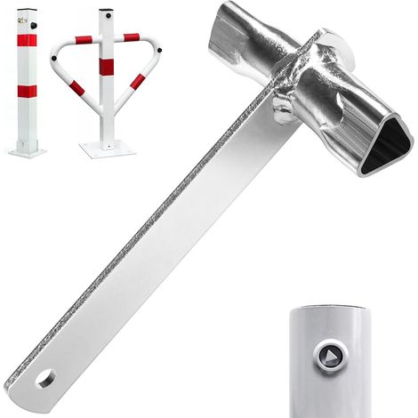 Clé triangulaire M12/M10 pour poteaux d'arrêt et systèmes de fermeture, double clé triangulaire en acier galvanisé conforme à la norme DIN 22417, clé universelle de pompiers (1/5)
