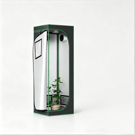 Mini serre de culture intérieure 60x60x180 cm cadre acier et tissu Oxford noir et vert (1/5)