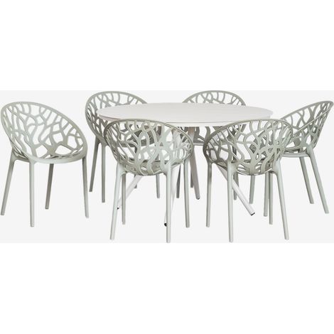 Set de mesa redonda Ø125 cm en aluminio Valerie y 6 sillas de jardín Ores SKLUM             