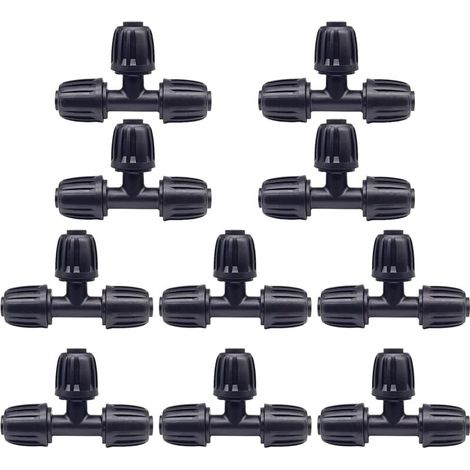 Lot de 10 Raccord Tuyau D'arrosage, Plastique Connecteurs 3 Voies 16mm D'arrosage Adaptateur Robinet Arrosage Accessoires (1/2)