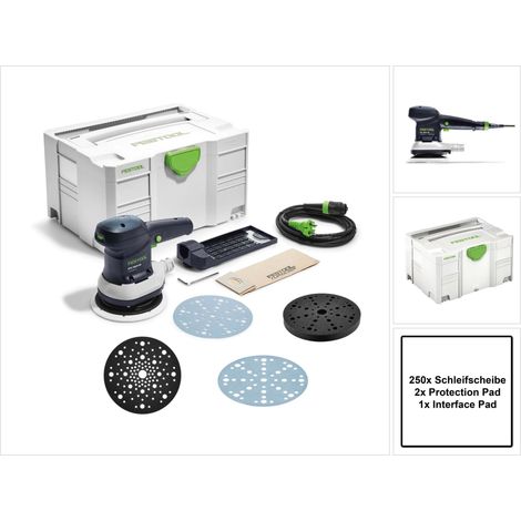 Festool ETS 150/5 EQ-Plus Ponceuse excentrique 310 W 150 mm + 250x disque de ponçage + 2x Protection Pad + Interface Pad + systainer (1/5)