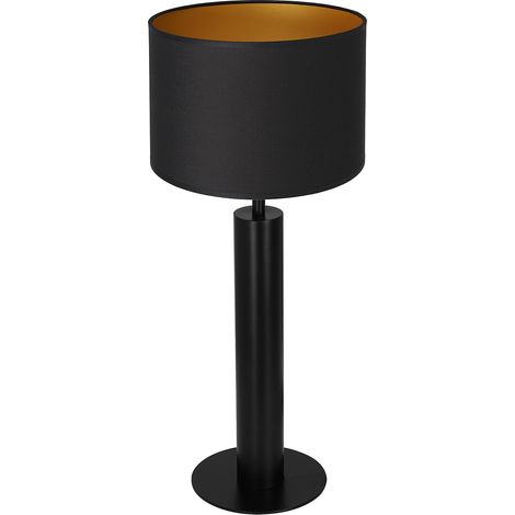 Lampe de table noire 58 cm, abat-jour or Luminex E27