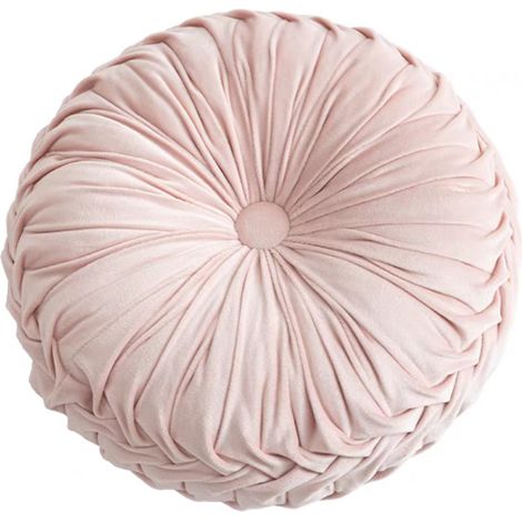 Coussin d'extérieur rond en forme de citrouille, coussin décoratif d'intérieur plissé en velours de 38 cm, coussin d'équilibre pour le yoga, convient aux canapés-lits, aux coussins pour la nuque et au (1/5)
