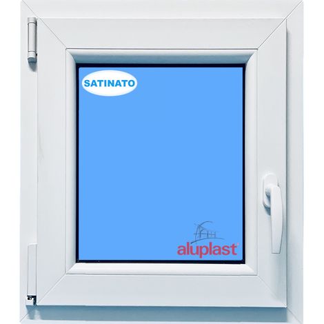Finestra in PVC L600 mm x H800 mm Bianco, Oscillo-battente Apertura Sinistra Vetro Satinato (1/5)
