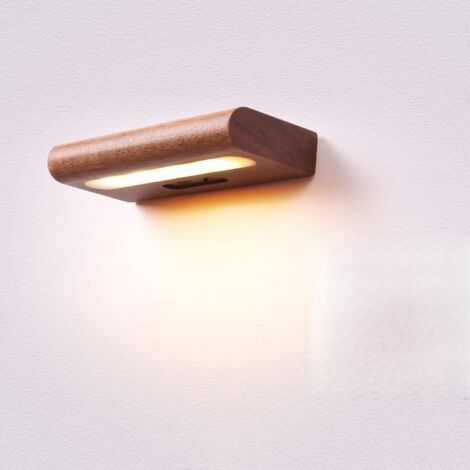 Applique Murale LED Intérieur Extérieur Bois Balcon Lampe Murale sans Fil avec USB Rechargeable et Batterie Solaire,3000K Magnétique Veilleuse Eclairage Mural pour Salon Chambre terrasse (1/5)