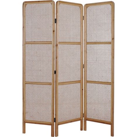 Paravent ajustable en rotin marron éco-responsable - Brun naturel chaleureux (1/4)
