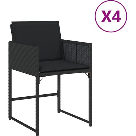 Maison Exclusive - Gartenstühle mit Kissen 4 Stk. Schwarz Poly Ra