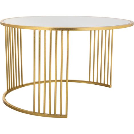 Mesa de centro redonda de metal dorado 80x80x48