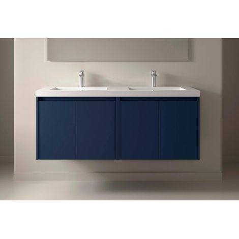 Noja Unterschrank 1400 4 Türen + Waschbecken Blue Satin