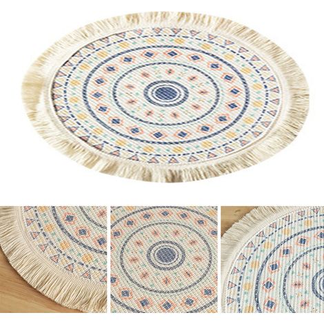 Nordisches gewebtes Platzset mit aufgedruckten Quasten, wärmeisolierende Matte, dekorative Matte für die Küche, kleine Größe (E). (1/5)