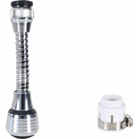 Filtre de robinet de cuisine avec rallonge, buse rotative à 360° pour économiser l'eau, aérateur, diffuseur, adaptateur et protection anti-éclaboussures. (1/5)