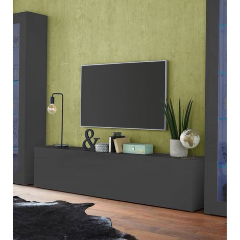 Mueble para TV Christian, Apertura Abatible, Hecho en Italia, 30x180x40h cm Negro Antracita (1/5)