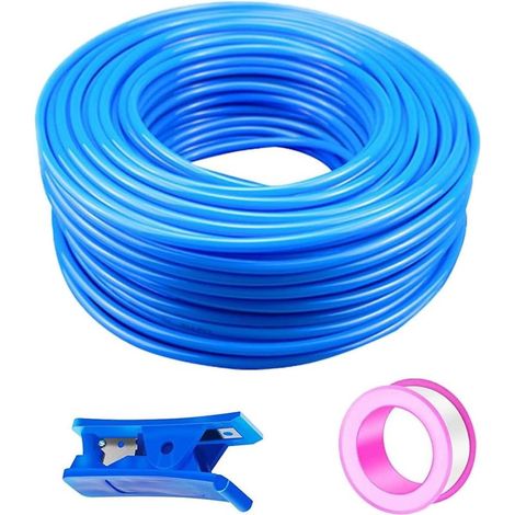 50 Meter Polyurethan-PU-Luftschlauch-Set, blau, 6 mm Außendurchmesser x 4 mm Innendurchmesser, komprimiert, verwendbar für Kompressoren und Druckluftwerkzeuge - (1/5)