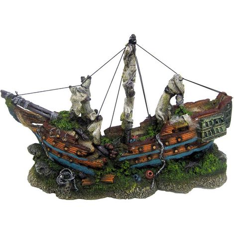 Galeone su rocce 45x16,5x27 cm decorazione per acquari