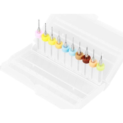 Punte da trapano di precisione, 10 pezzi stabili da 0,1-1,0 mm per la produzione di circuiti stampati