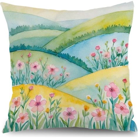 Taie d'oreiller fleurs vintage, décoration maison élégante,45×45cm (1/5)