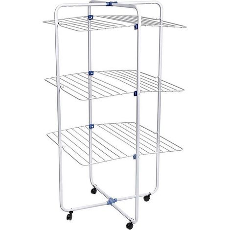 Trade Shop - Stendibiancheria Verticale Pieghevole A Torre Salvaspazio 3 Livelli Con Ruote -