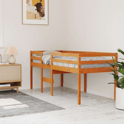 Hochbett Wachsbraun 80x200 cm Massivholz Kiefer (1/5)